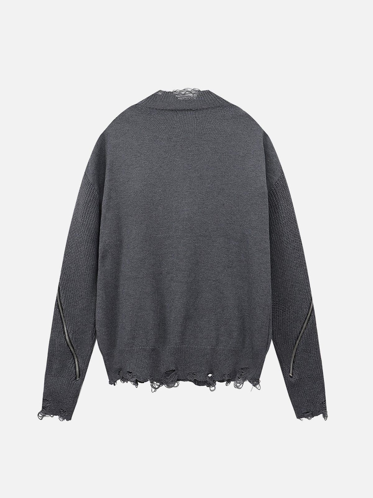 Aelfric Eden Multi Zip Up Distressed Cardigan sold by Aelfric Eden product image thumbnail 2