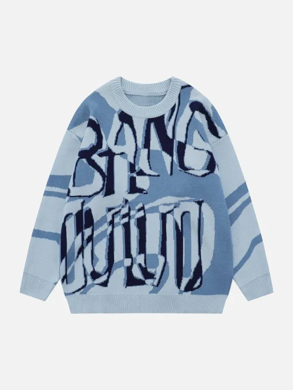 Aelfric Eden Color Block Graffiti Letter Sweater sold by Aelfric Eden