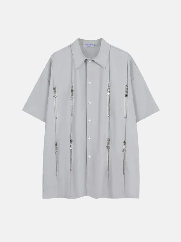 Aelfric Eden Star Zipper Decoration Short Sleeve Shirts sold by Aelfric Eden