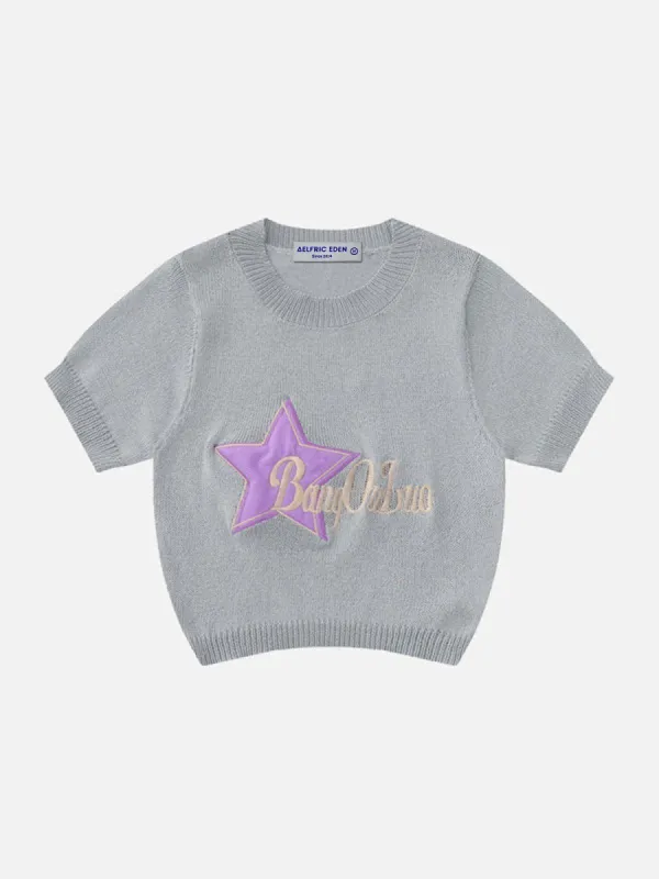 Star Letter Embroidery Tee sold by Aelfric Eden