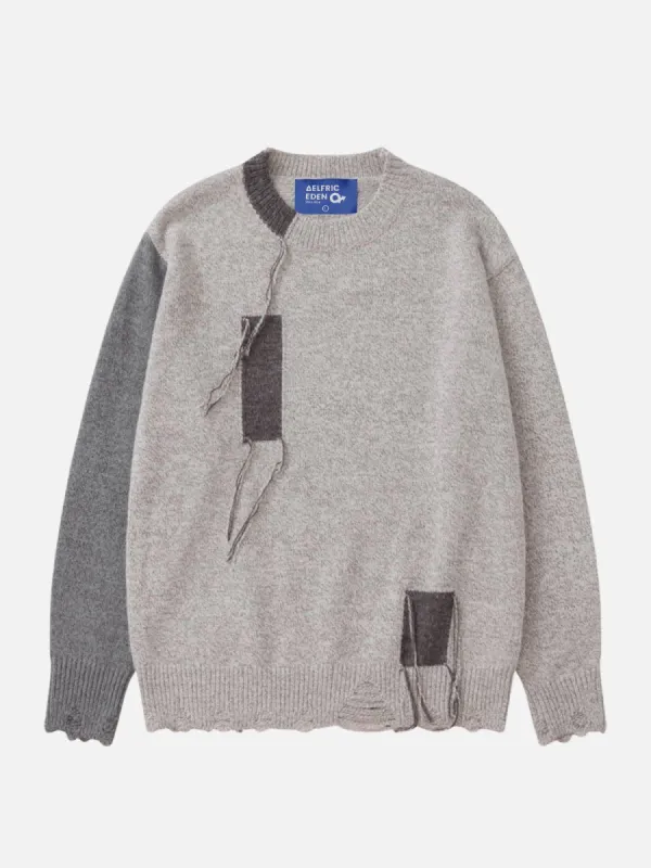 Aelfric Eden Color Blocking Distressed Sweater sold by Aelfric Eden