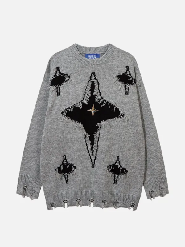 Aelfric Eden Metal Star Tassel Distressed Sweater sold by Aelfric Eden