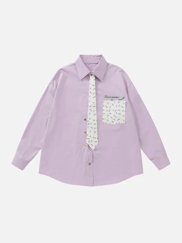 Aelfric Eden Applique Embroidery Tie Irregular Long Sleeve Shirts made by Aelfric Eden