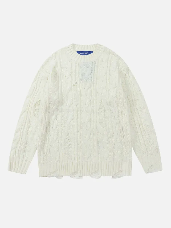 Aelfric Eden Solid Distressed Twist Sweater sold by Aelfric Eden