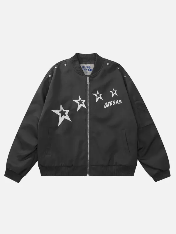 Aelfric Eden Star Letter Embroidery Bomber Jacket sold by Aelfric Eden