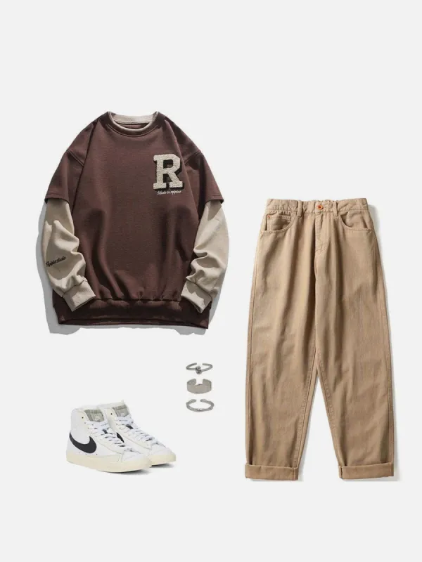 Flocked Letter Panel Sweatshirt sold by Aelfric Eden