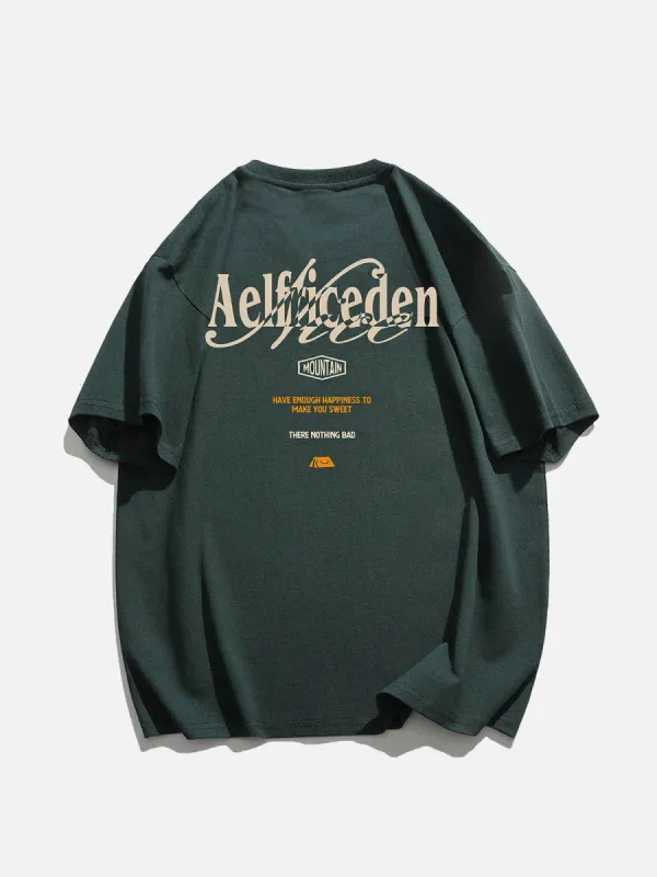 Aelfric Eden Vintage Dark Green Letter Print Tee sold by Aelfric Eden