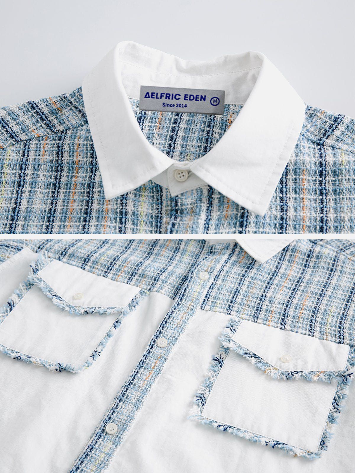 Aelfric Eden Plaid Patchwork Short Sleeve Shirts sold by Aelfric Eden product image thumbnail 4