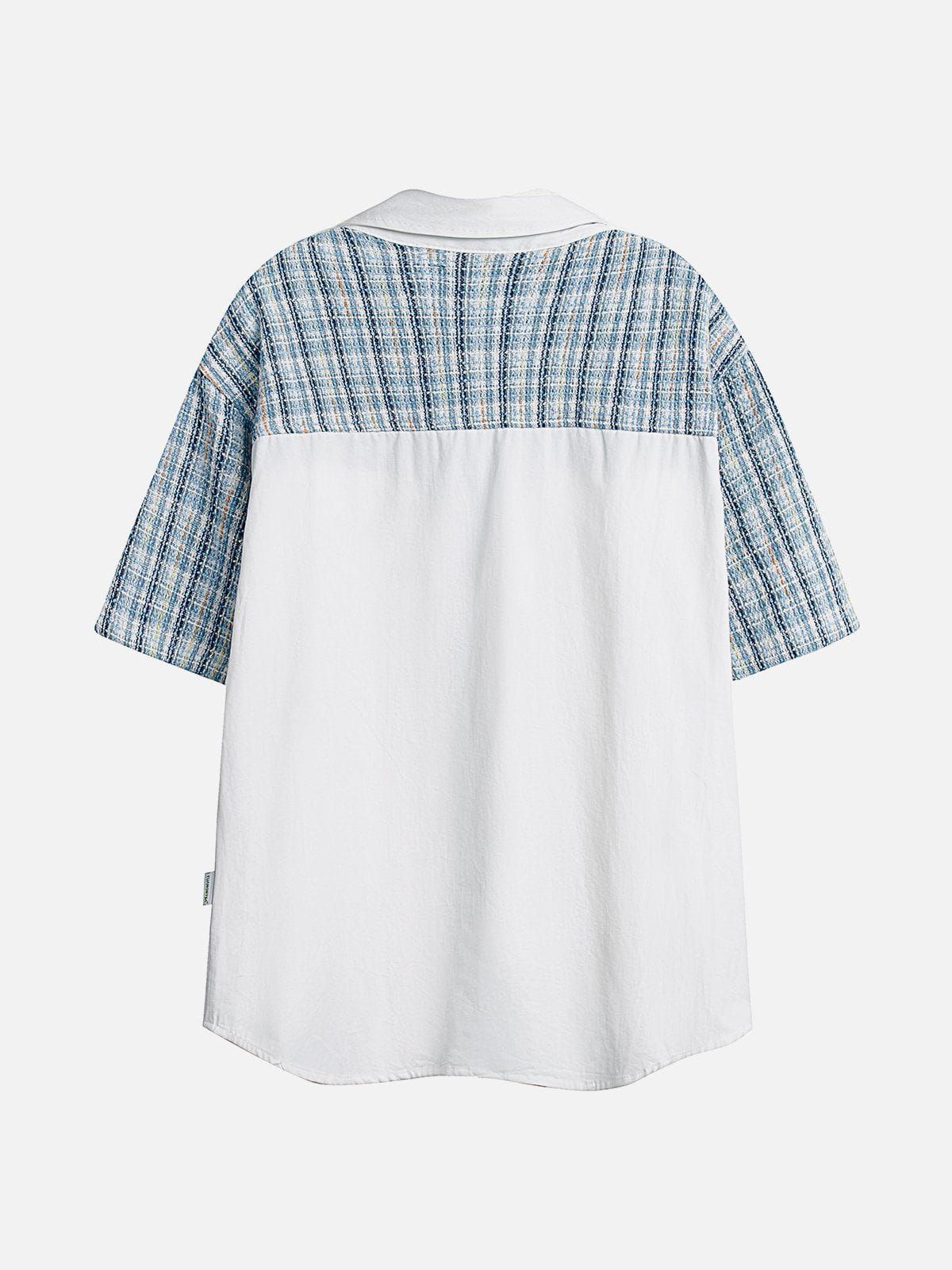 Aelfric Eden Plaid Patchwork Short Sleeve Shirts sold by Aelfric Eden product image thumbnail 3