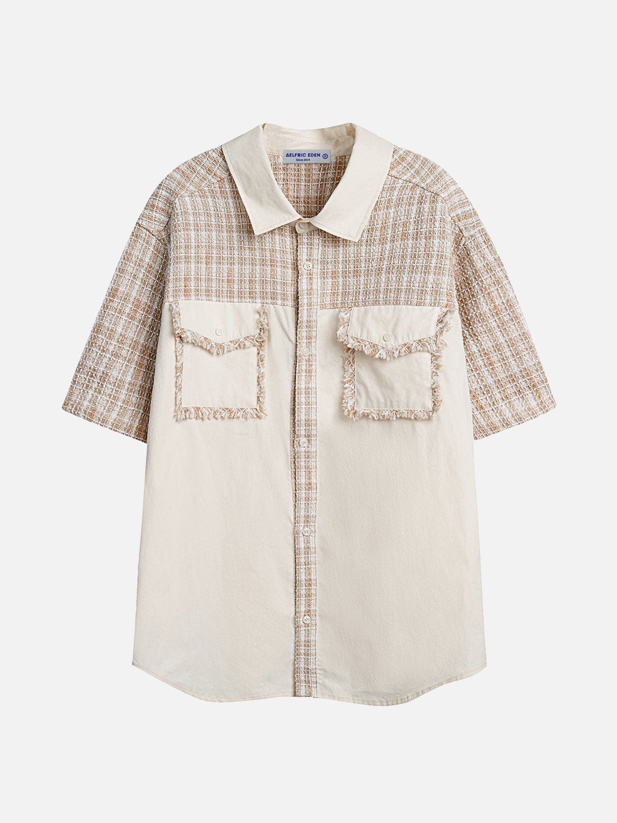 Aelfric Eden Plaid Patchwork Short Sleeve Shirts sold by Aelfric Eden product image thumbnail 2