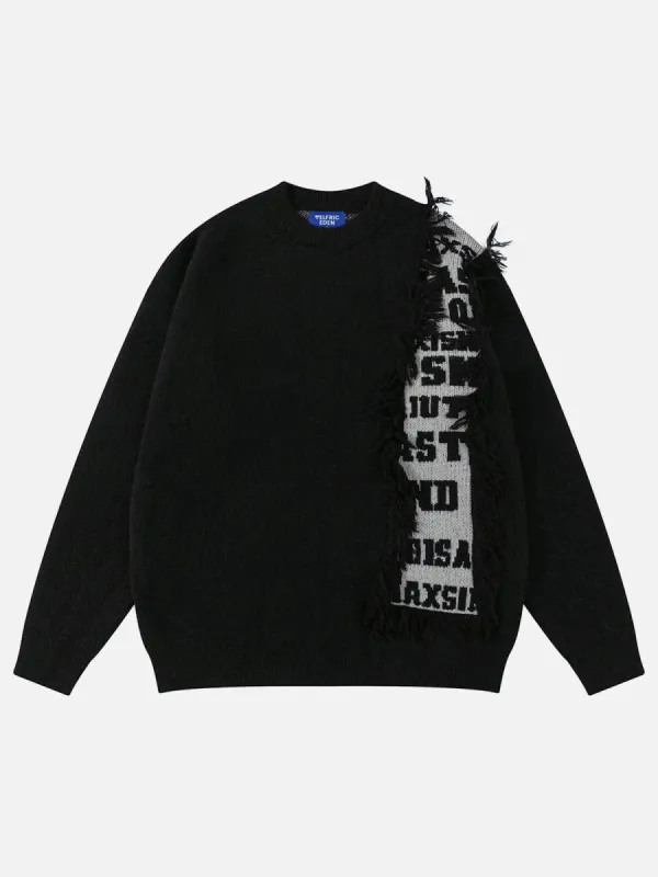 Aelfric Eden Fringe Letter Jacquard Sweater sold by Aelfric Eden