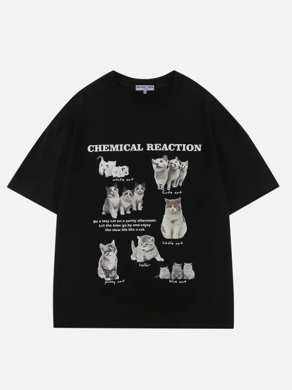 【Aelfric Eden】カンパニュラ キャット グラフィティ Tシャツ Aelfric Eden Campanula Cat Graffiti Graphic Tee | Parallel