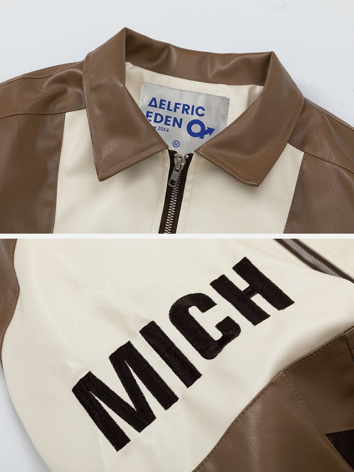 Aelfric Eden Patchwork Embroidery Leather Jacket sold by Aelfric Eden product image thumbnail 3