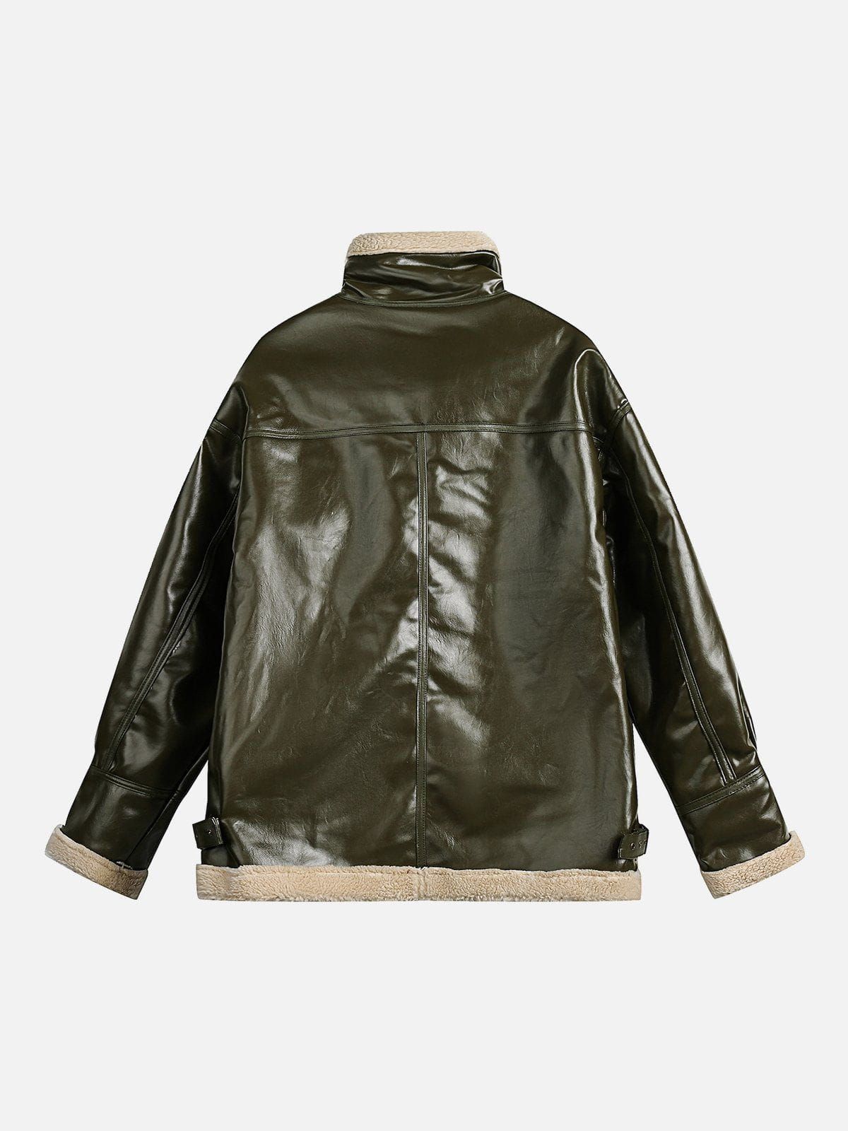 Aelfric Eden Vintage Sherpa Patchwork Faux Leather Coat sold by Aelfric Eden product image thumbnail 3