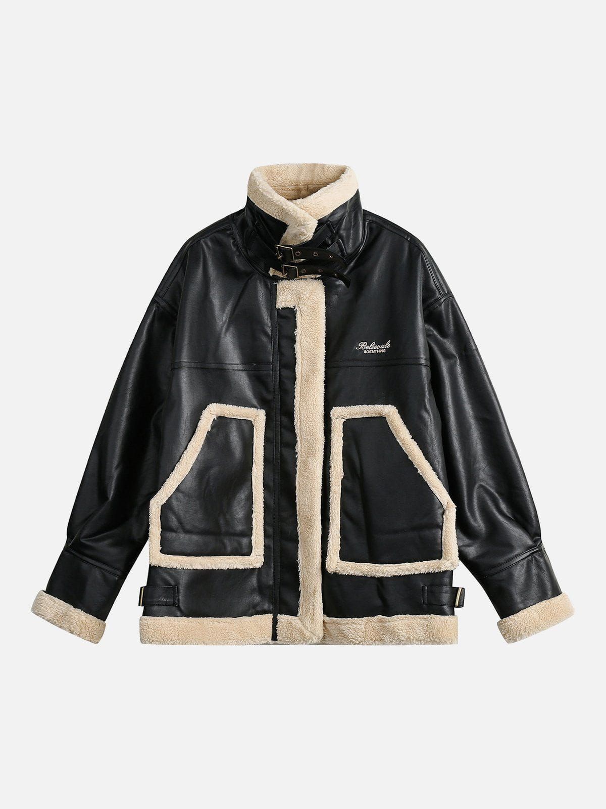 Aelfric Eden Vintage Sherpa Patchwork Faux Leather Coat sold by Aelfric Eden product image thumbnail 2