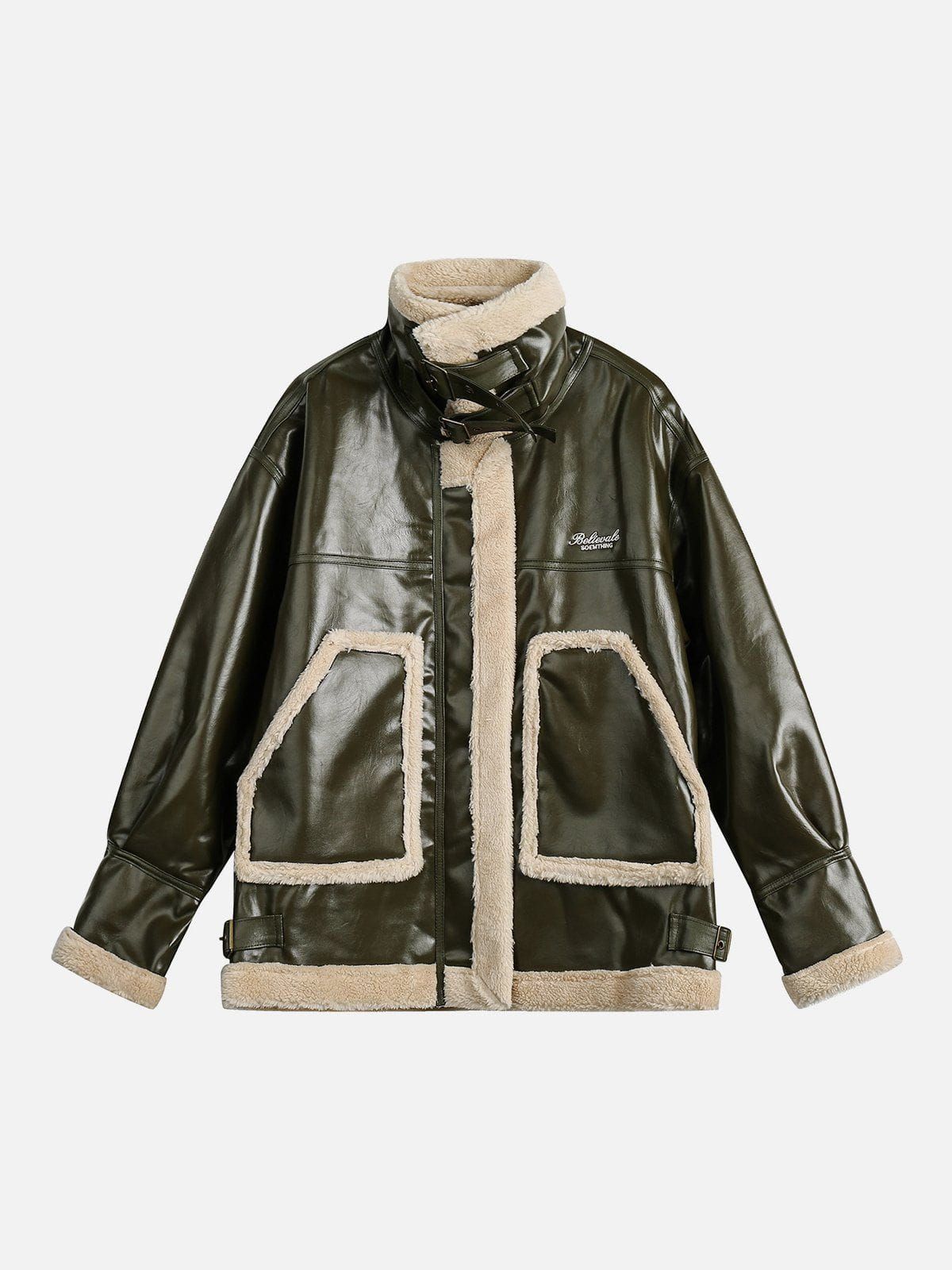 Aelfric Eden Vintage Sherpa Patchwork Faux Leather Coat sold by Aelfric Eden