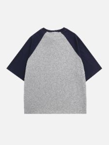 Color Block Raglan Letter Print Tee sold by Aelfric Eden