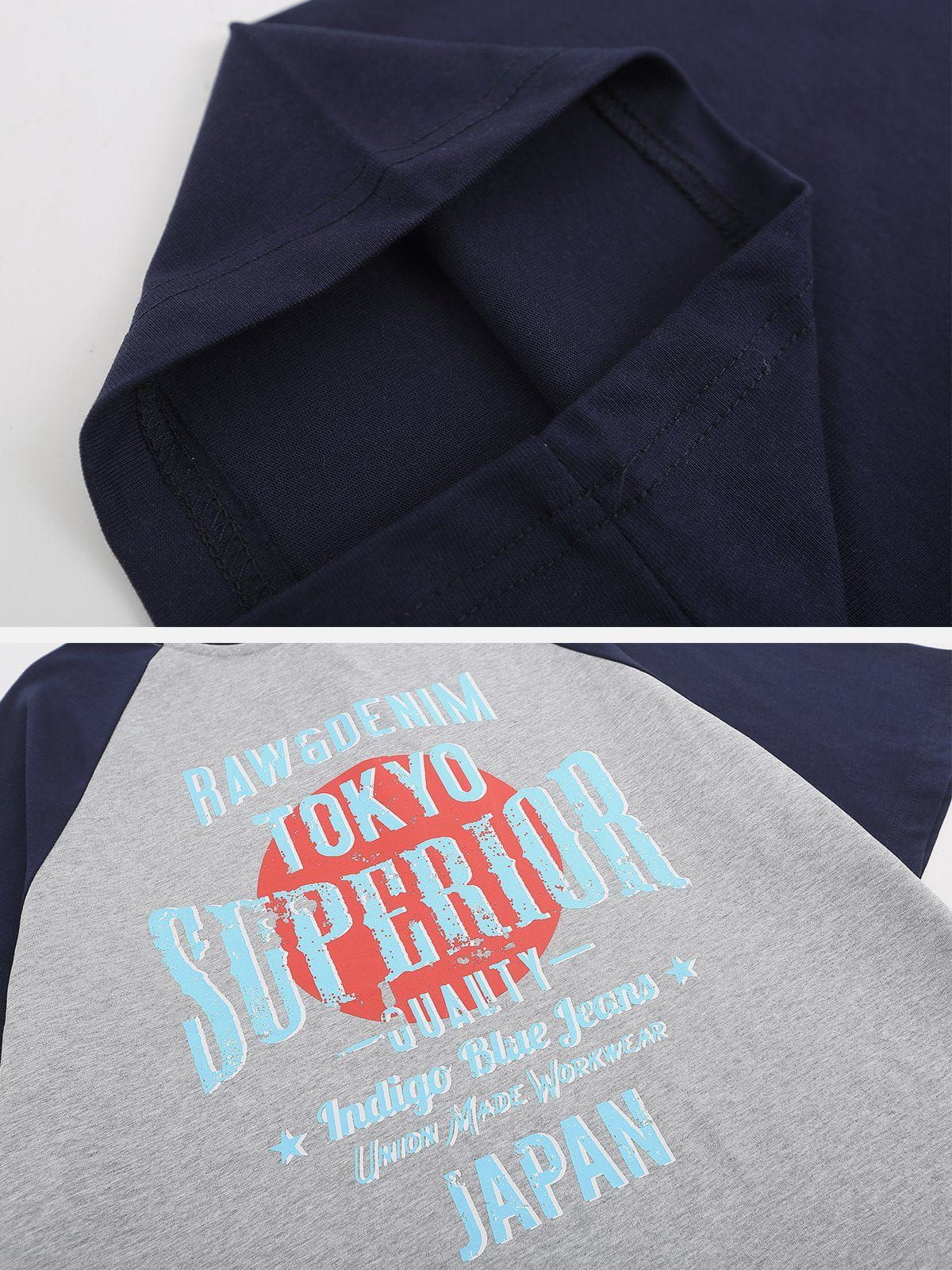 Color Block Raglan Letter Print Tee sold by Aelfric Eden product image thumbnail 5