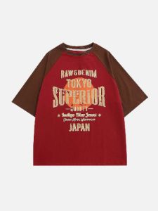 Color Block Raglan Letter Print Tee sold by Aelfric Eden