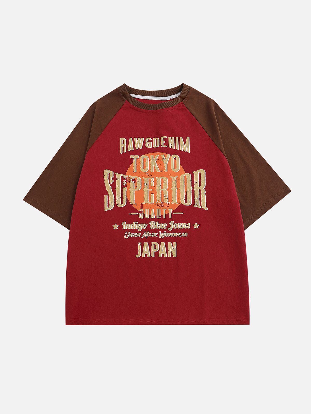 Color Block Raglan Letter Print Tee sold by Aelfric Eden product image thumbnail 4