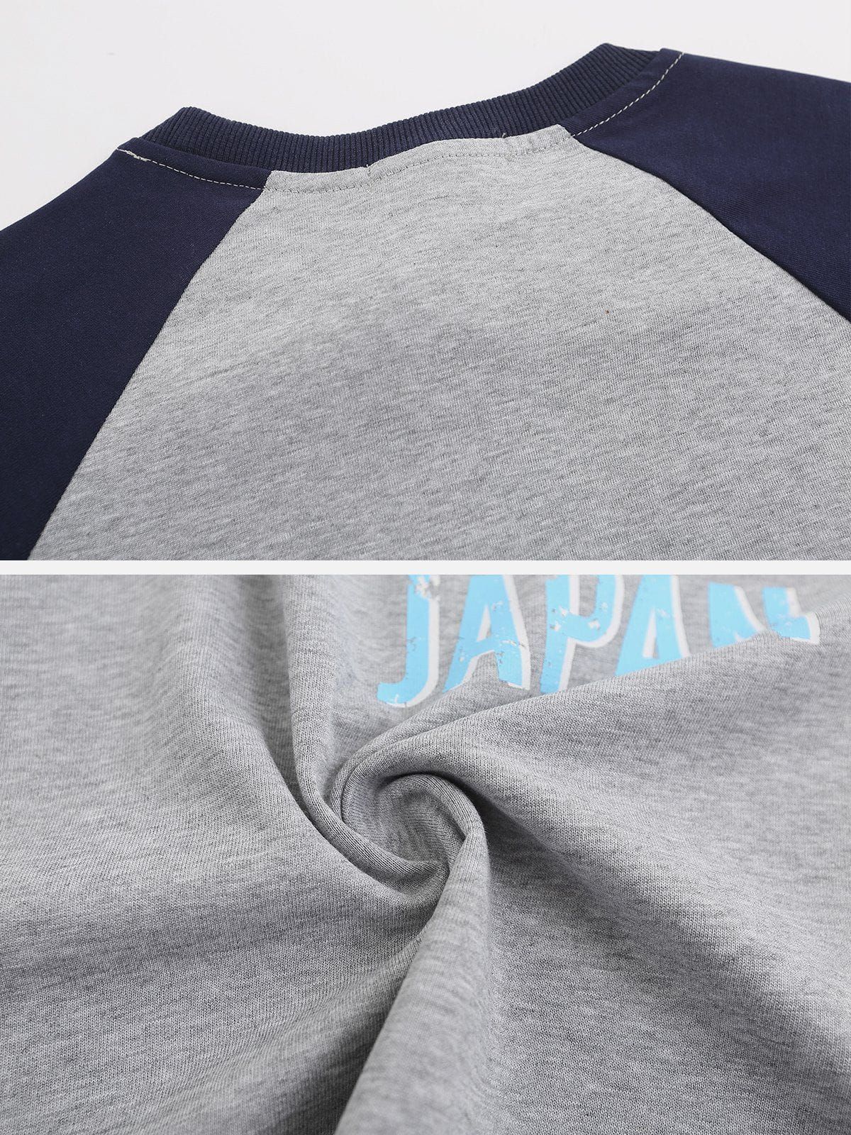 Color Block Raglan Letter Print Tee sold by Aelfric Eden product image thumbnail 6