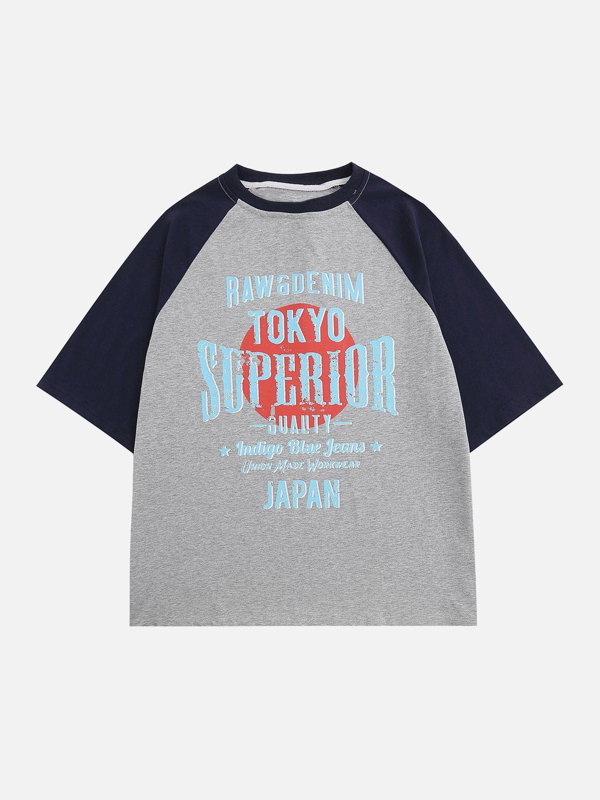 Color Block Raglan Letter Print Tee sold by Aelfric Eden product image thumbnail 2