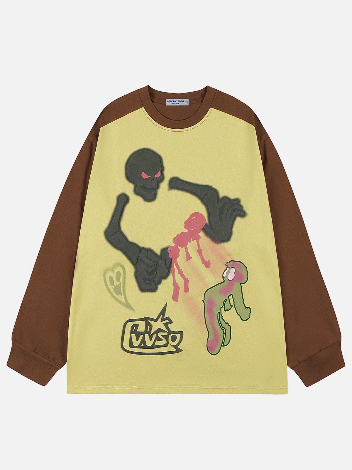 Aelfric Eden Funny Foam Printing Skull Sweatshirt sold by Aelfric Eden product image thumbnail 2