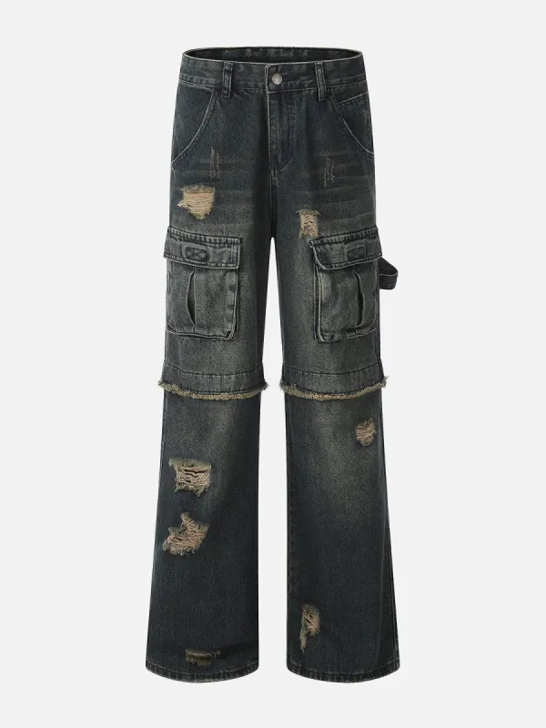 Aelfric Eden Distressed Fringe Patchwork Loose Jeans sold by Aelfric Eden