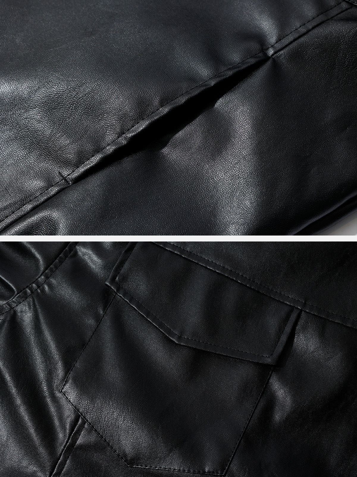 Aelfric Eden Solid Color Lapel PU Jacket sold by Aelfric Eden product image thumbnail 7