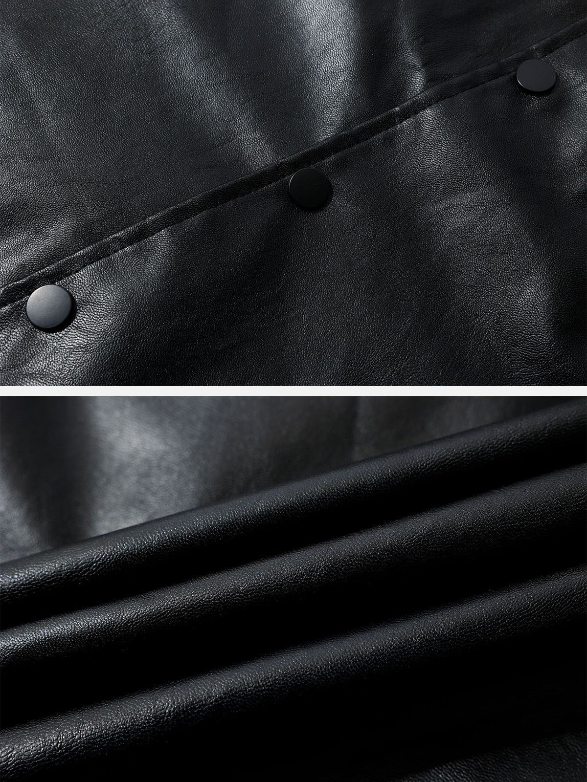 Aelfric Eden Solid Color Lapel PU Jacket sold by Aelfric Eden product image thumbnail 8