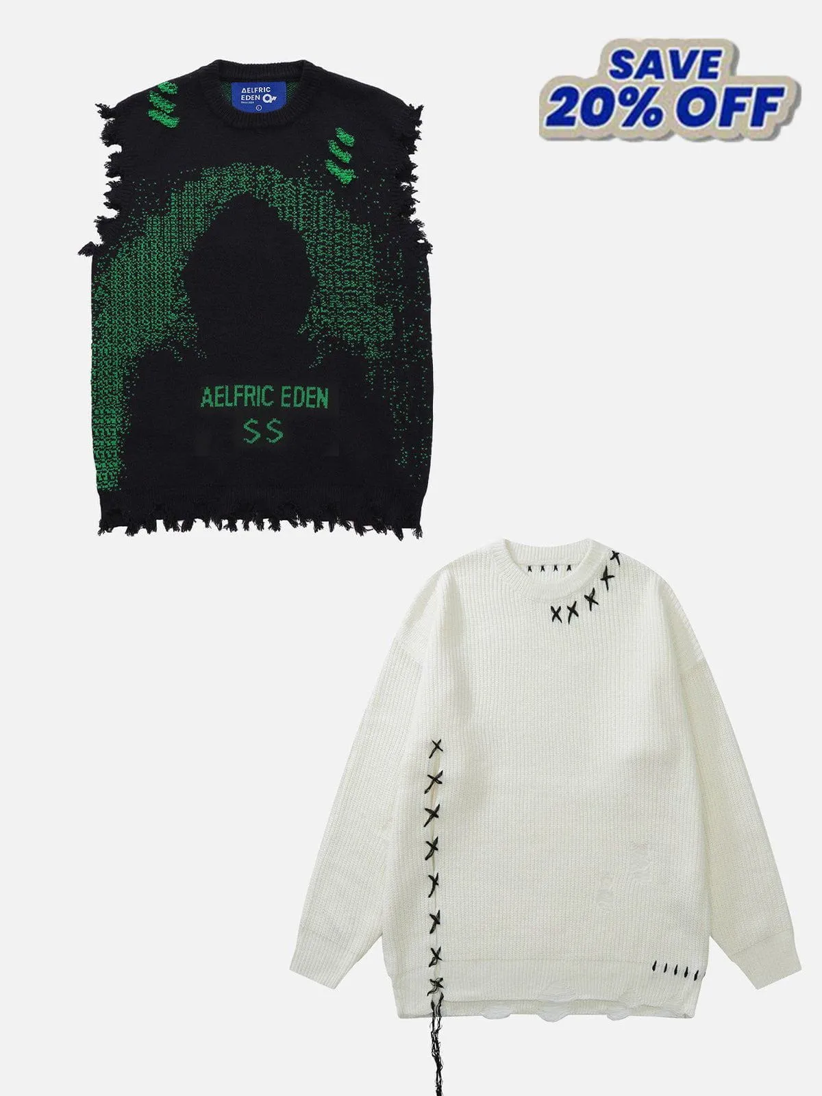 Aelfric Eden Cyberpunk Dot Matrix Sweater Vest sold by Aelfric Eden product image thumbnail 5
