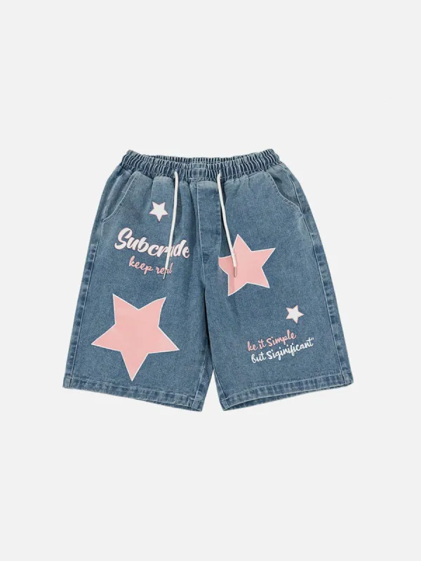 Aelfric Eden Star Print Denim Shorts sold by Aelfric Eden