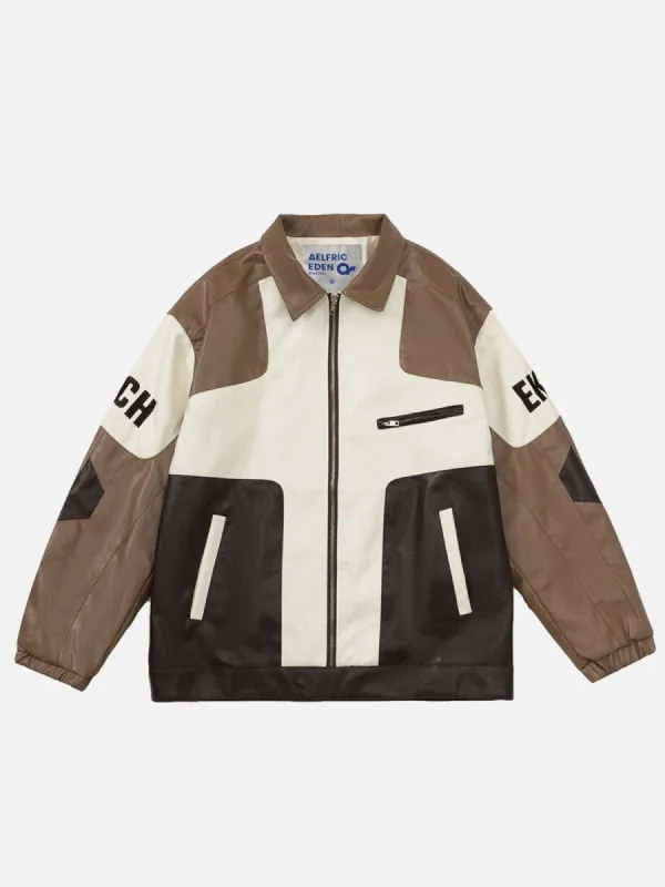 Aelfric Eden Patchwork Embroidery Leather Jacket sold by Aelfric Eden