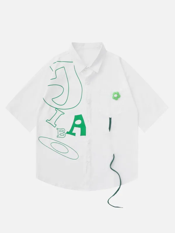 Aelfric Eden 3D Flower Embroidery Short Sleeve Shirts sold by Aelfric Eden