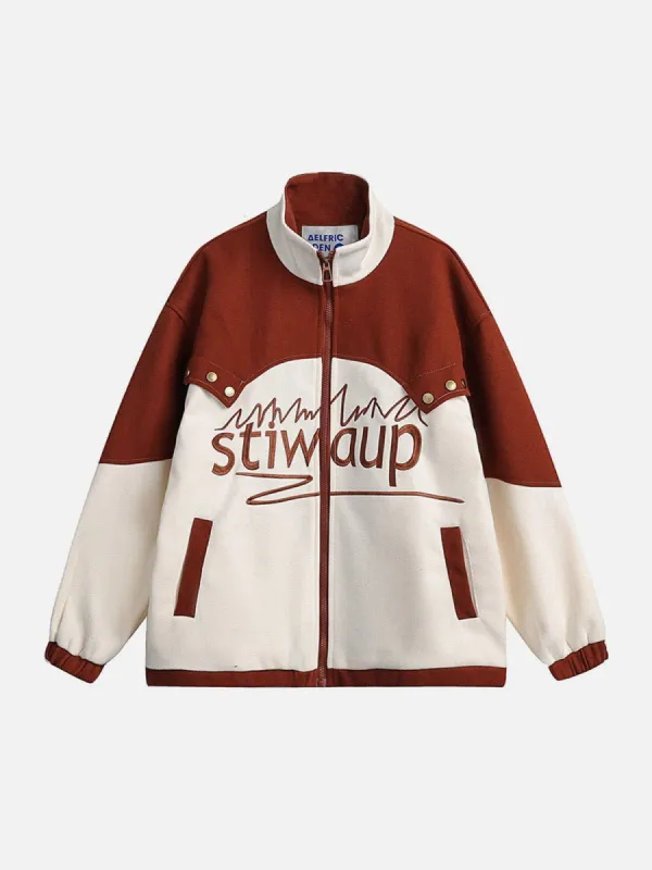 Aelfric Eden Color Blocking Patchwork Letter Jacket sold by Aelfric Eden