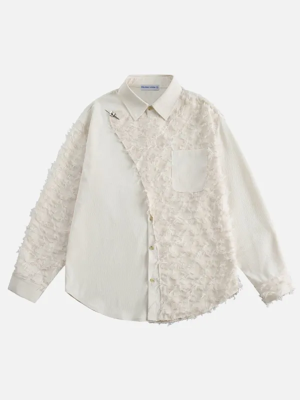 Aelfric Eden Irregular Color Block Frayed Long Sleeve Shirt sold by Aelfric Eden
