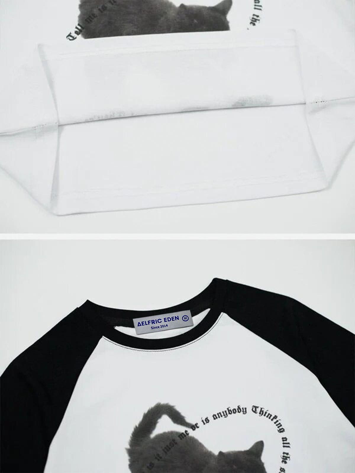 Cat Print Patchwork Tee sold by Aelfric Eden product image thumbnail 6