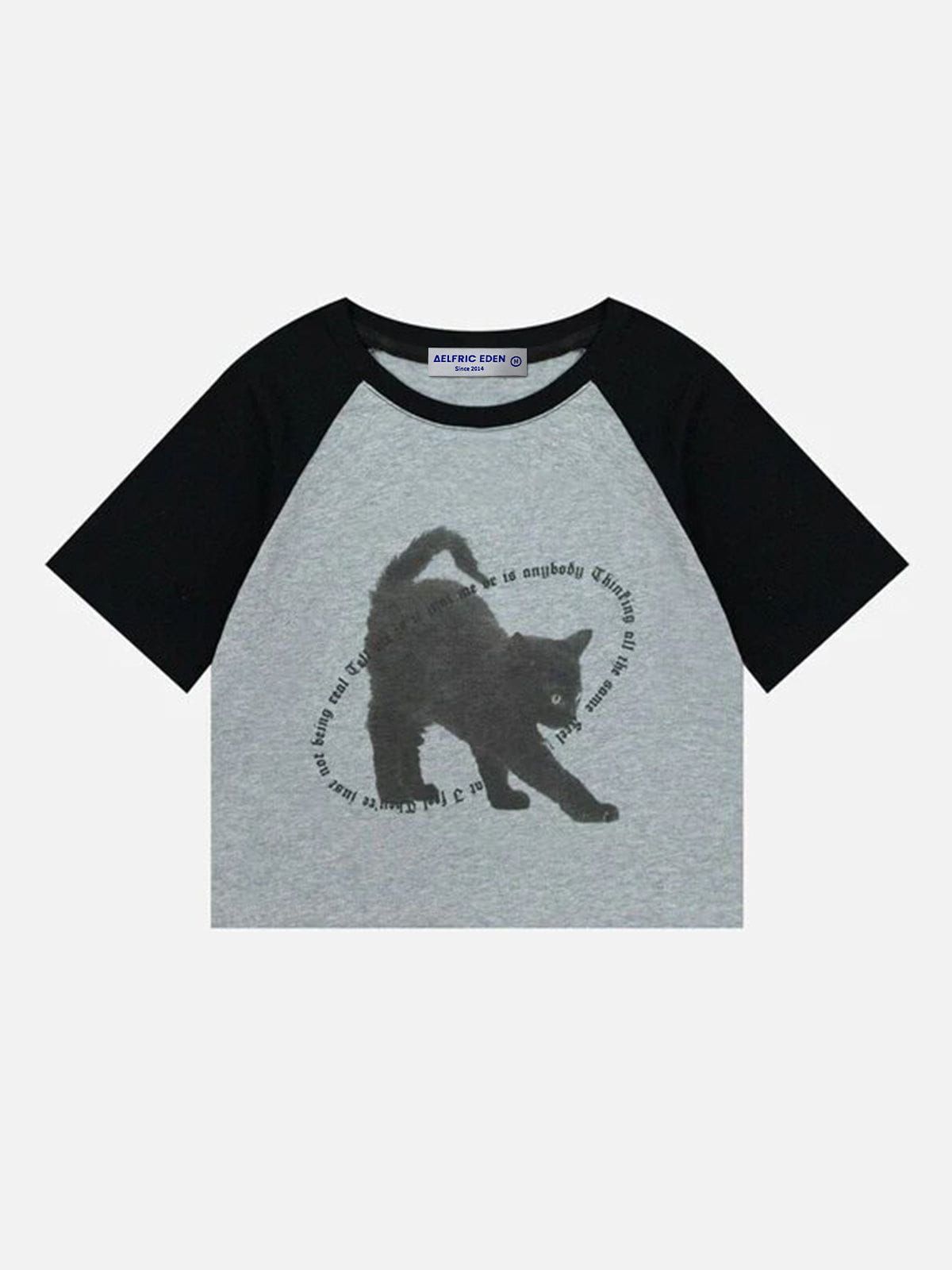 Cat Print Patchwork Tee sold by Aelfric Eden product image thumbnail 3