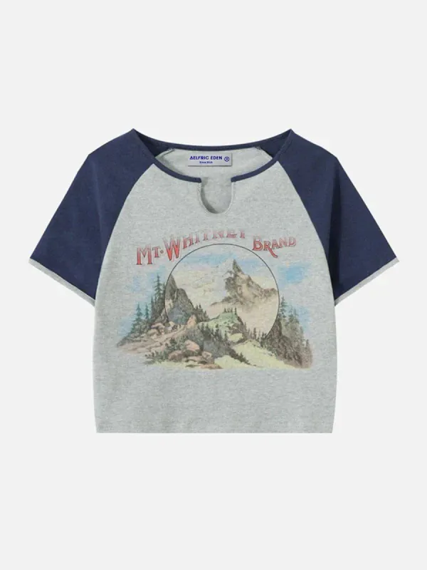 Mountain Peak Print Patchwork Tee sold by Aelfric Eden