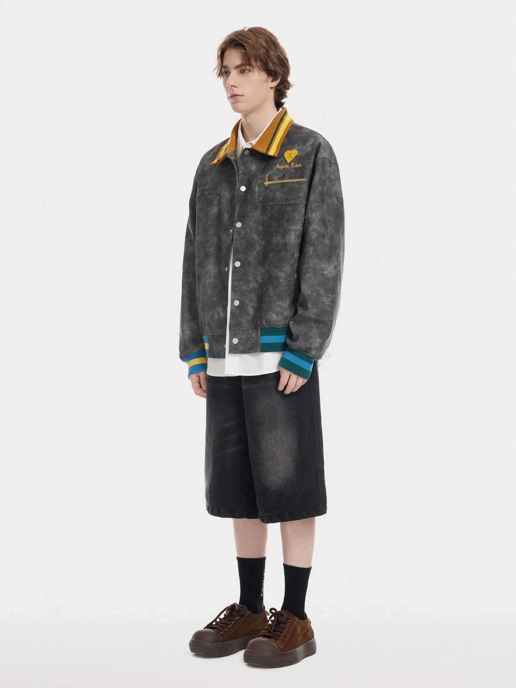 Aelfric Eden Towel Embroidery Faux Leather Jacket sold by Aelfric Eden product image thumbnail 5