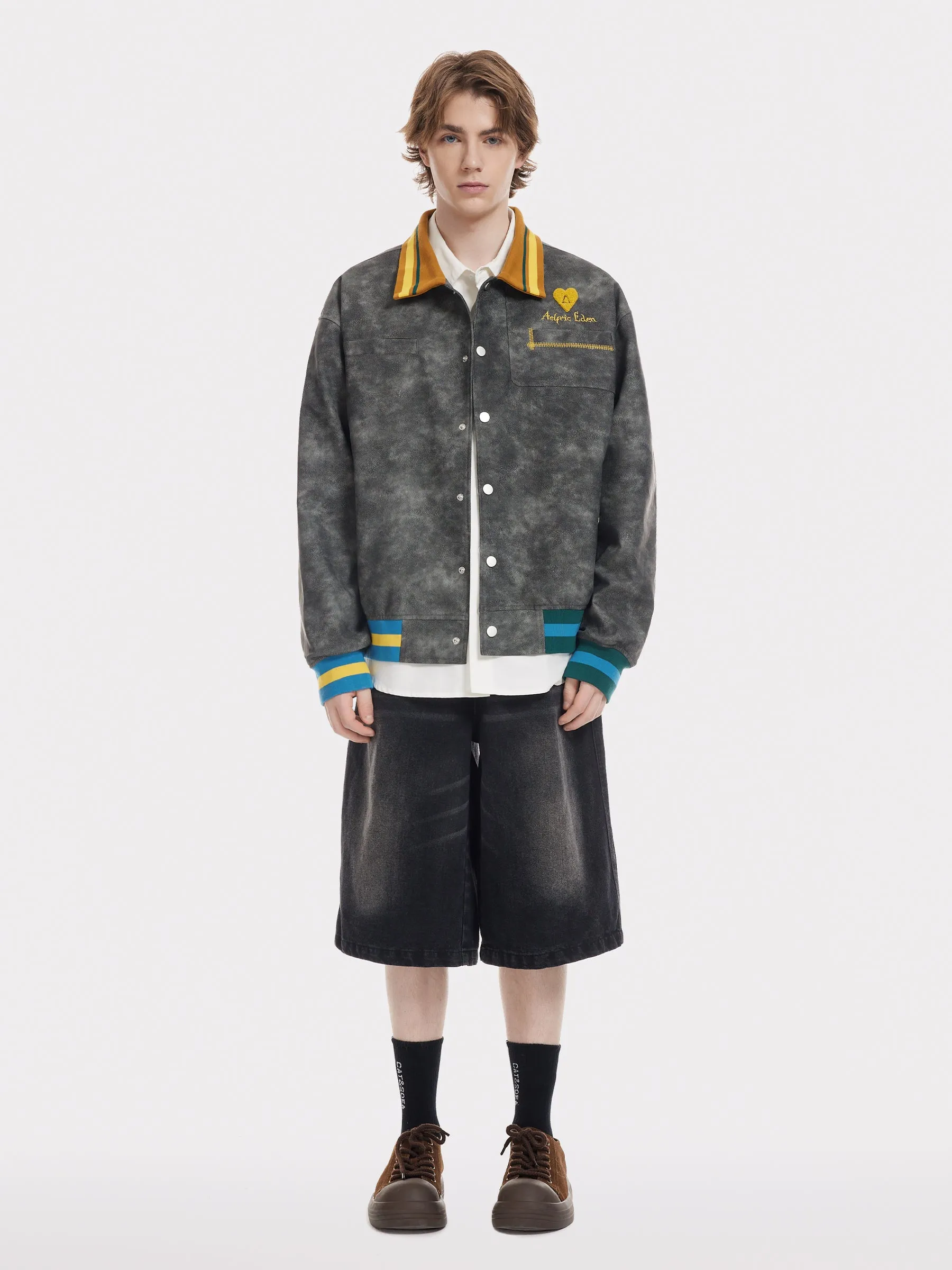 Aelfric Eden Towel Embroidery Faux Leather Jacket sold by Aelfric Eden product image thumbnail 4