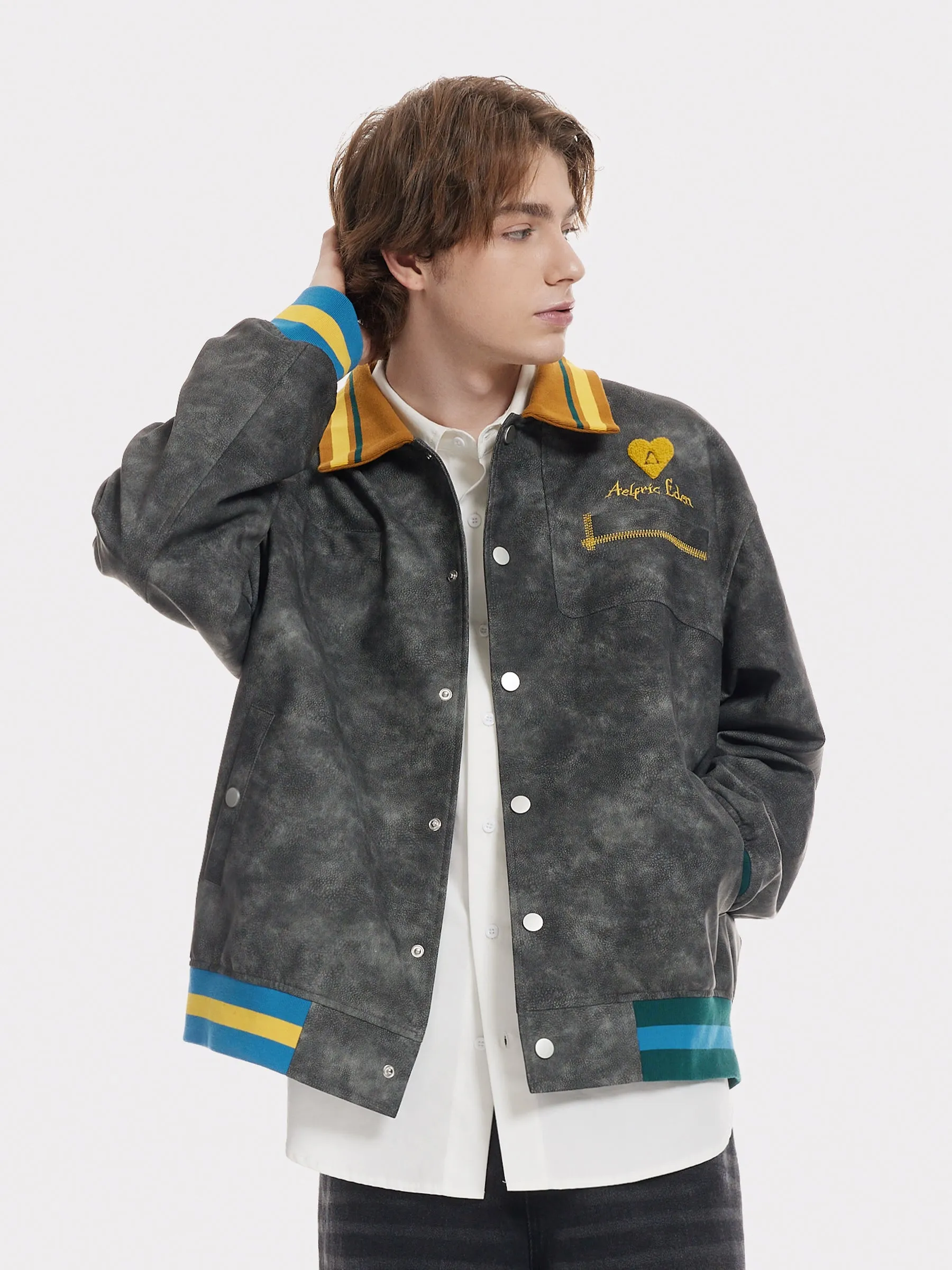 Aelfric Eden Towel Embroidery Faux Leather Jacket sold by Aelfric Eden product image thumbnail 3