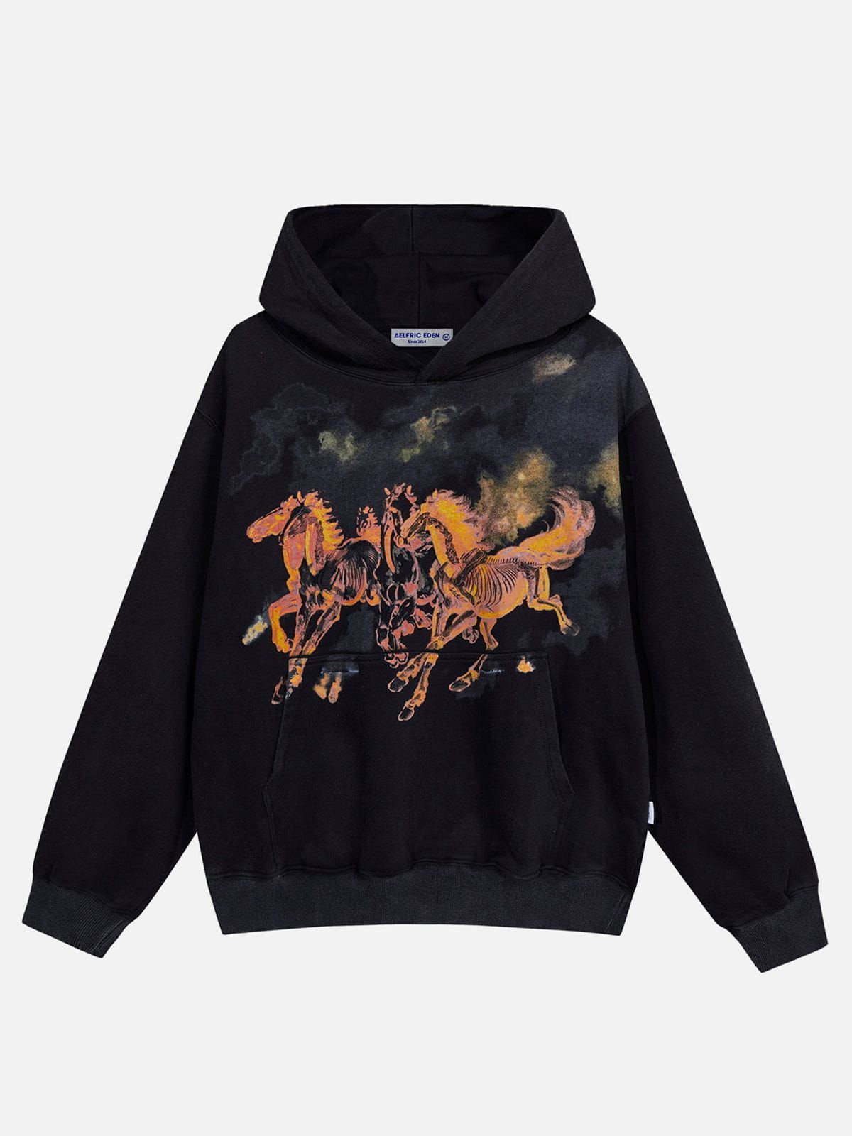 Aelfric Eden Washed Horse Print Hoodie sold by Aelfric Eden