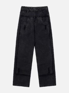 Aelfric Eden Patchwork Distressed Straight-Leg Jeans sold by Aelfric Eden