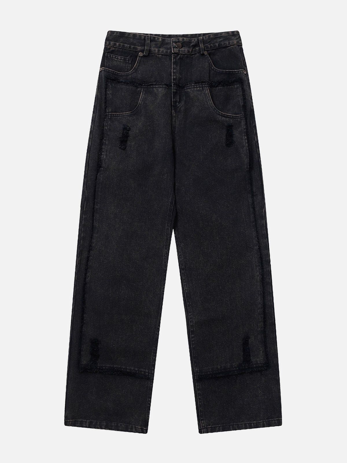 Aelfric Eden Patchwork Distressed Straight-Leg Jeans sold by Aelfric Eden product image thumbnail 2