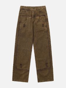 Aelfric Eden Patchwork Distressed Straight-Leg Jeans sold by Aelfric Eden