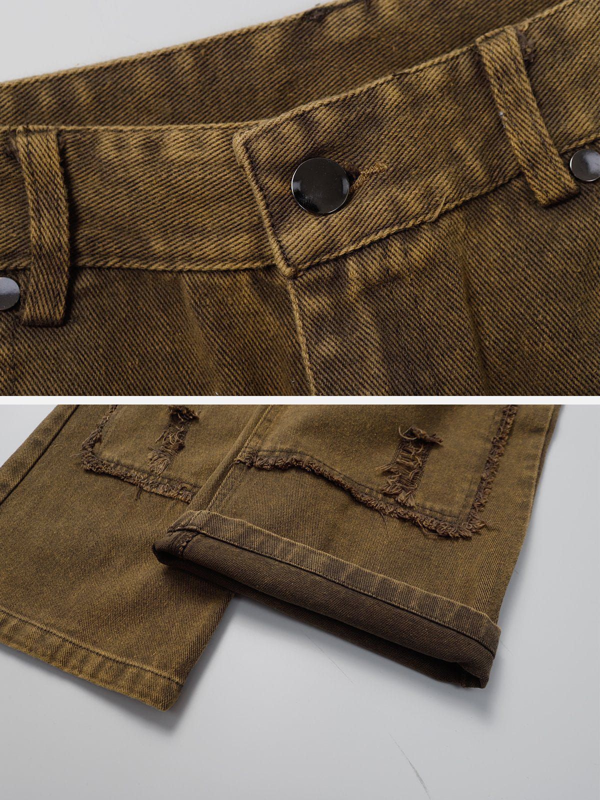 Aelfric Eden Patchwork Distressed Straight-Leg Jeans sold by Aelfric Eden product image thumbnail 4