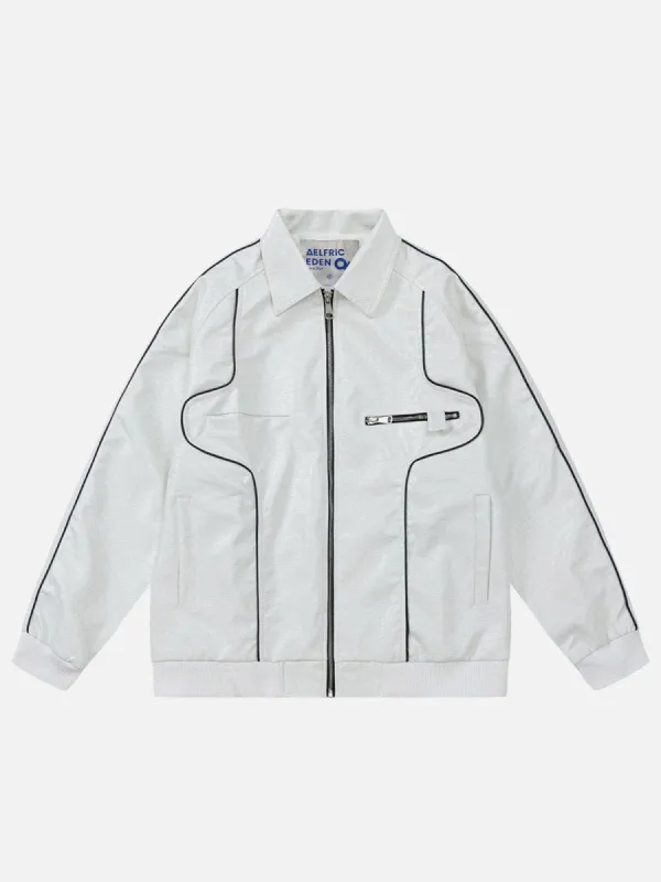 Aelfric Eden Line Patchwork Zip Up Leather Jacket sold by Aelfric Eden