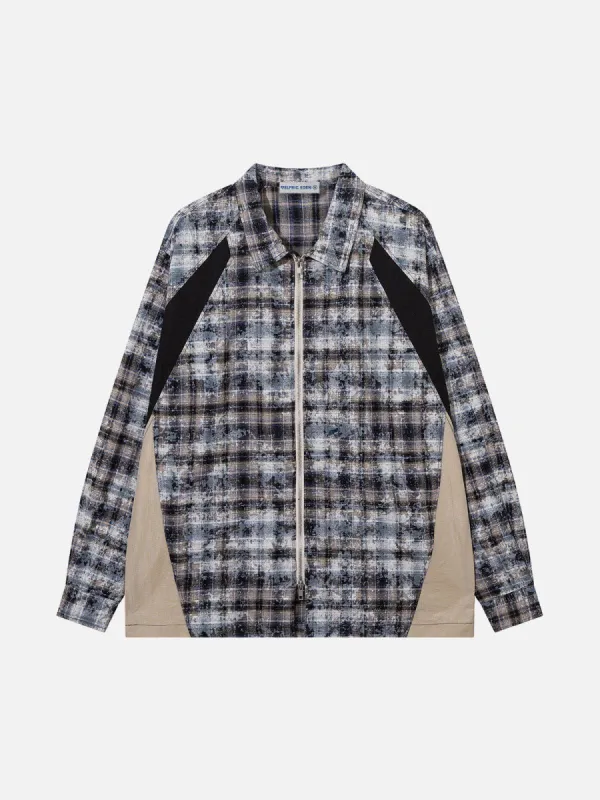 Aelfric Eden Plaid Patchwork Long Sleeve Shirt sold by Aelfric Eden