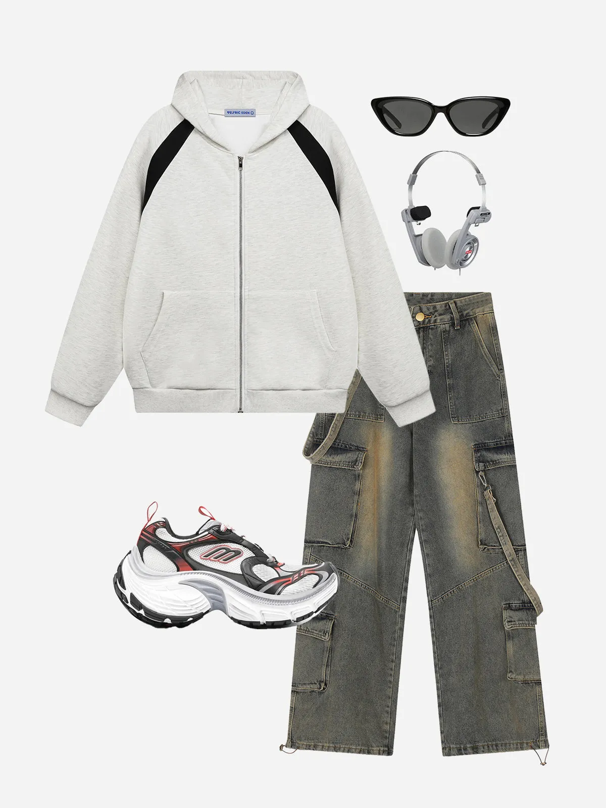 Aelfric Eden Basic Color Blocking Zip Up Hoodie sold by Aelfric Eden product image thumbnail 2